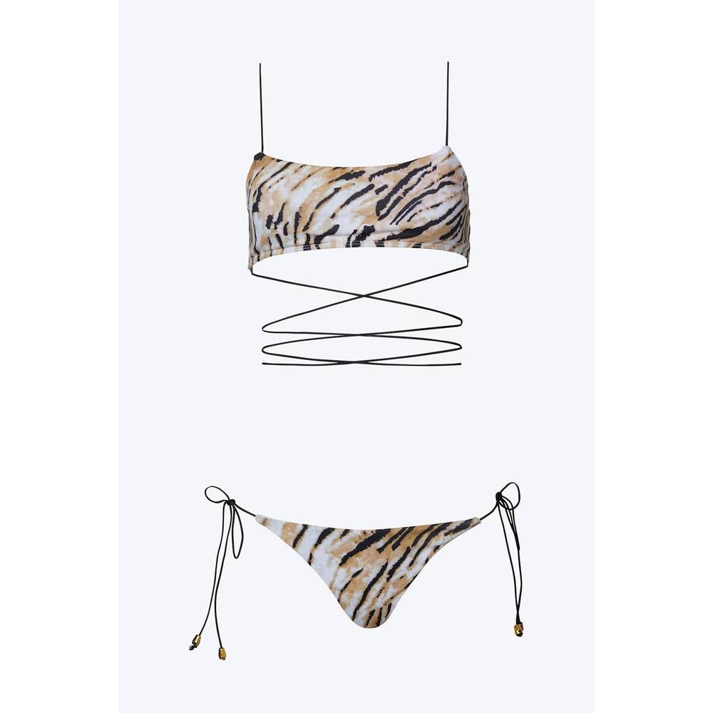 NEW SUN IMPERIAL wrap-around tiger-print bikini set in multi